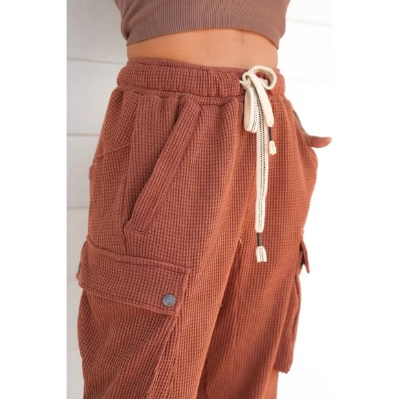 POL Brick Waffle Knit Regular Fit Waffle Knit Cotton Joggers - Picture 3 of 10